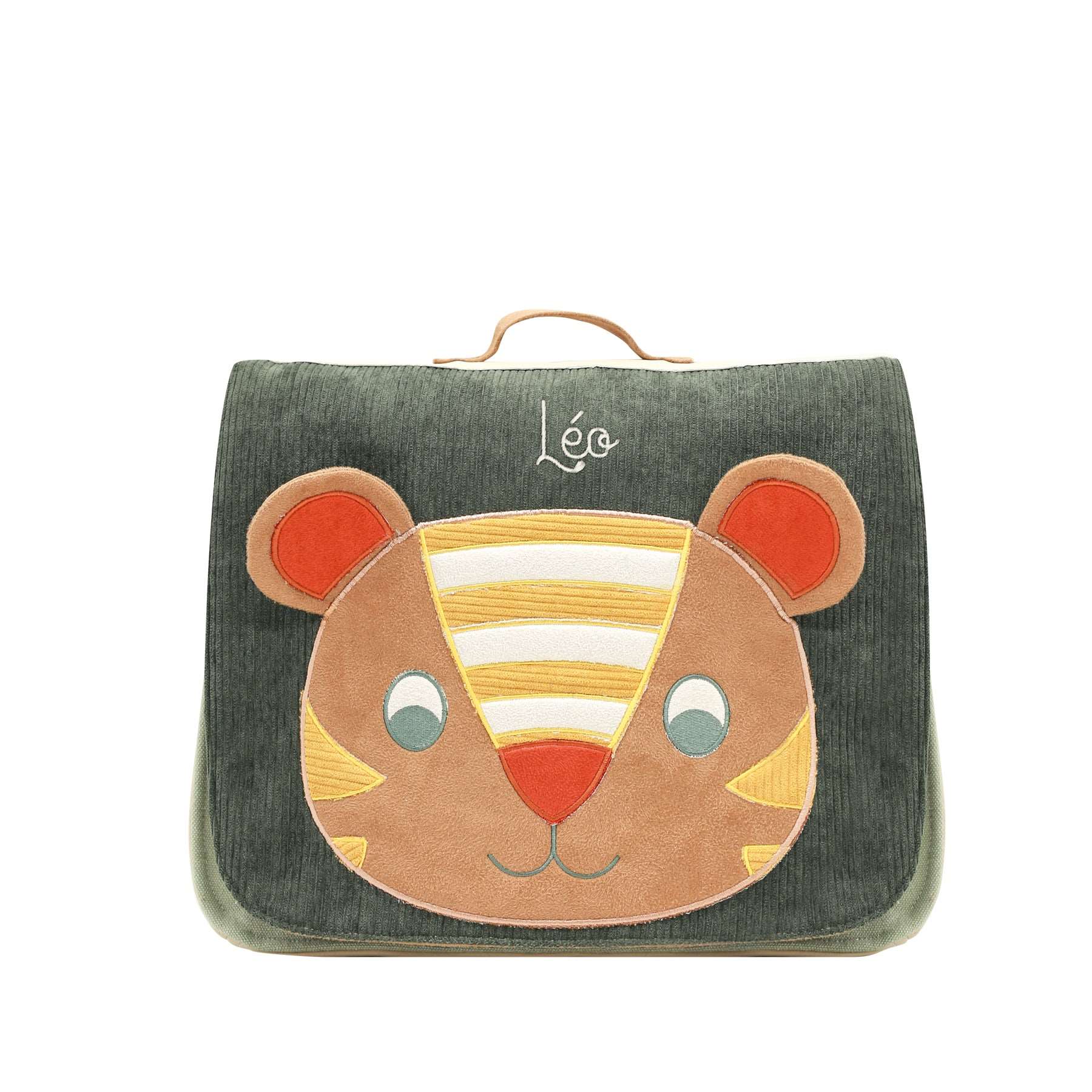 idee cartable maternelle, cartable enfant personnalise, cartable personnalisable, cartable avec prenom, cadeau premiere rentree, rentree maternelle, theme tigre, coton 100% oeko-tex, creation française, design français, marque française, l’oiseau bateau.
