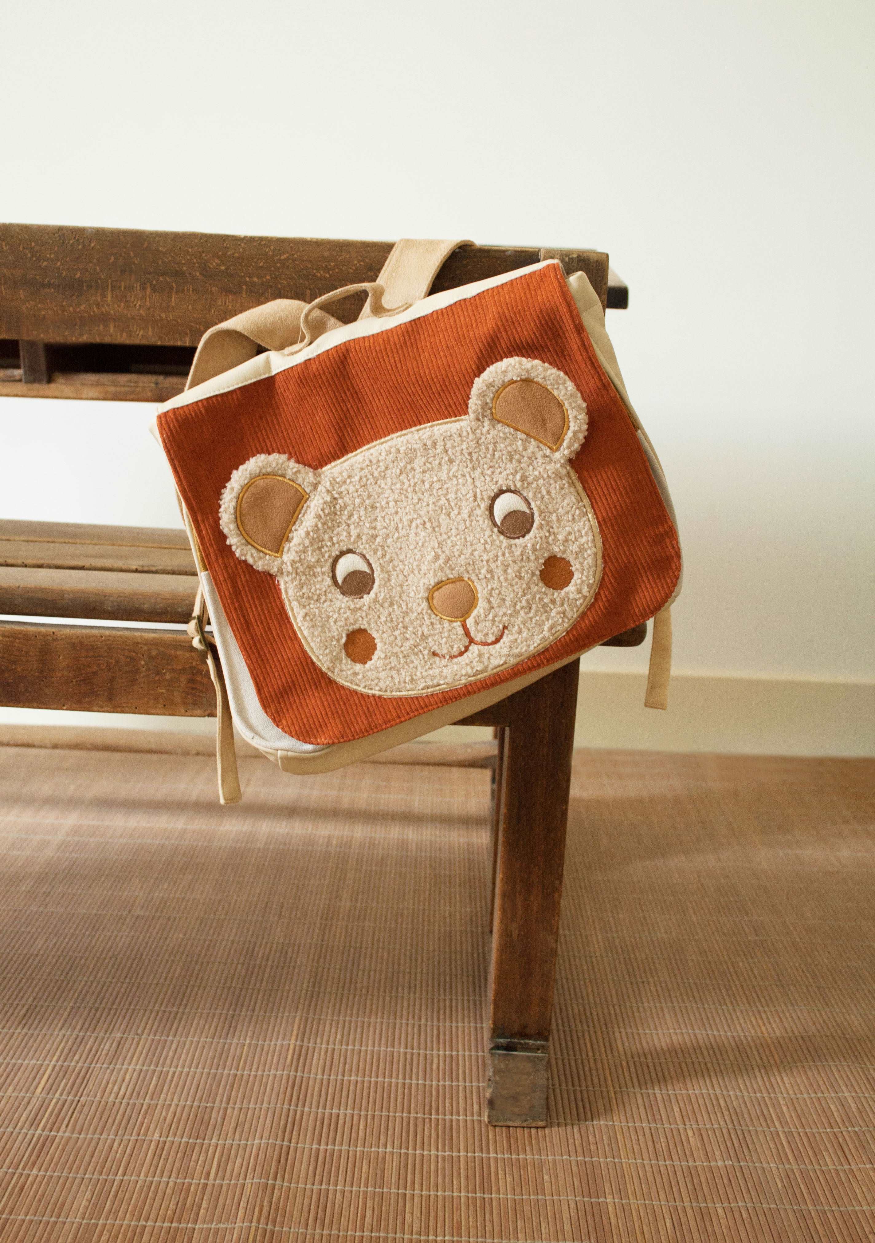idee cartable maternelle, cartable personnalise, cartable personnalisable, cartable avec prenom, cadeau premiere rentree, rentree maternelle, theme ours, coton 100% oeko-tex, creation française, design français, marque française, l’oiseau bateau.