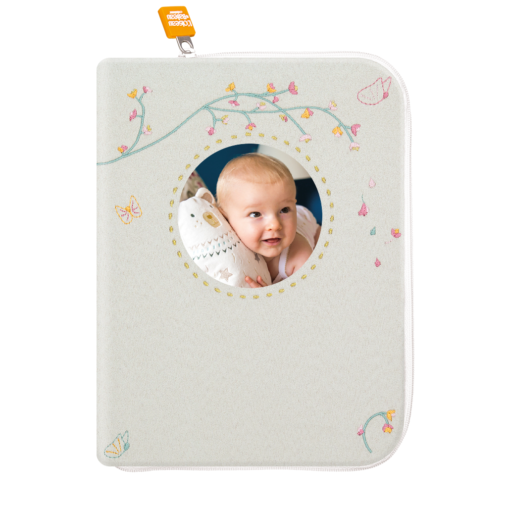 Protège carnet de santé personnalisé bébé avec photo personnalisée – Ecru