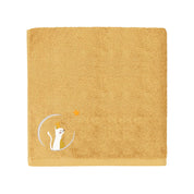 serviette enfant, serviette enfant personnalisee, serviette bebe, serviette bebe personnalise, cadeau de naissance, serviette personnalise, serviette 70 x 140, serviette 50 x 100, 100% coton oeko-tex, serviette absorbante enfant, design français, creation française, marque française, l'oiseau bateau, jaune, chat