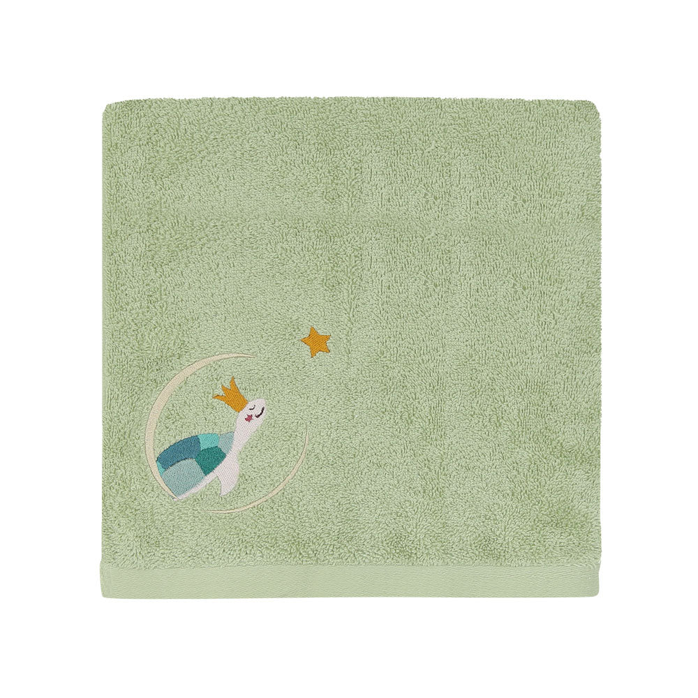 serviette enfant, serviette enfant personnalisee, serviette bebe, serviette bebe personnalise, cadeau de naissance, serviette personnalise, serviette 70 x 140, serviette 50 x 100, 100% coton oeko-tex, serviette absorbante enfant, design français, creation française, marque française, l'oiseau bateau, vert, tortue