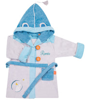 peignoir enfant, peignoir enfant personnalise, peignoir enfant brode, cadeau de naissance, peignoir 2 ans, peignoir 4 ans, peignoir eponge velours, peignoir brode, peignoir personnalise, cadeau personnalise, creation francaise, design francais, marque francaise, l'oiseau bateau, gris, theme ours