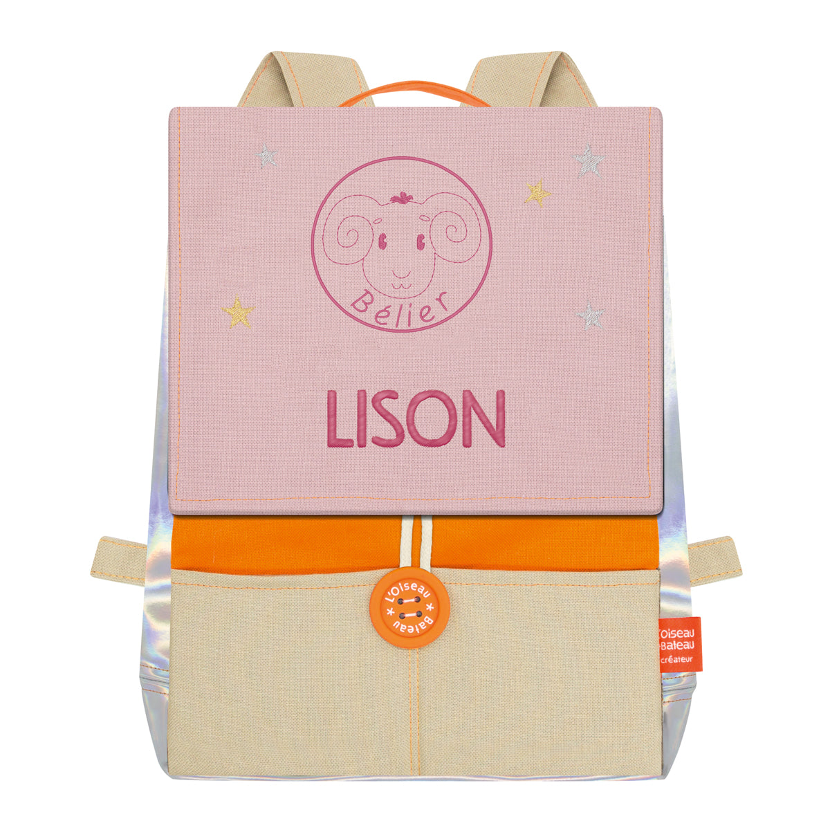 Sac à dos personnalisé enfant Astro - Orange et Poudre