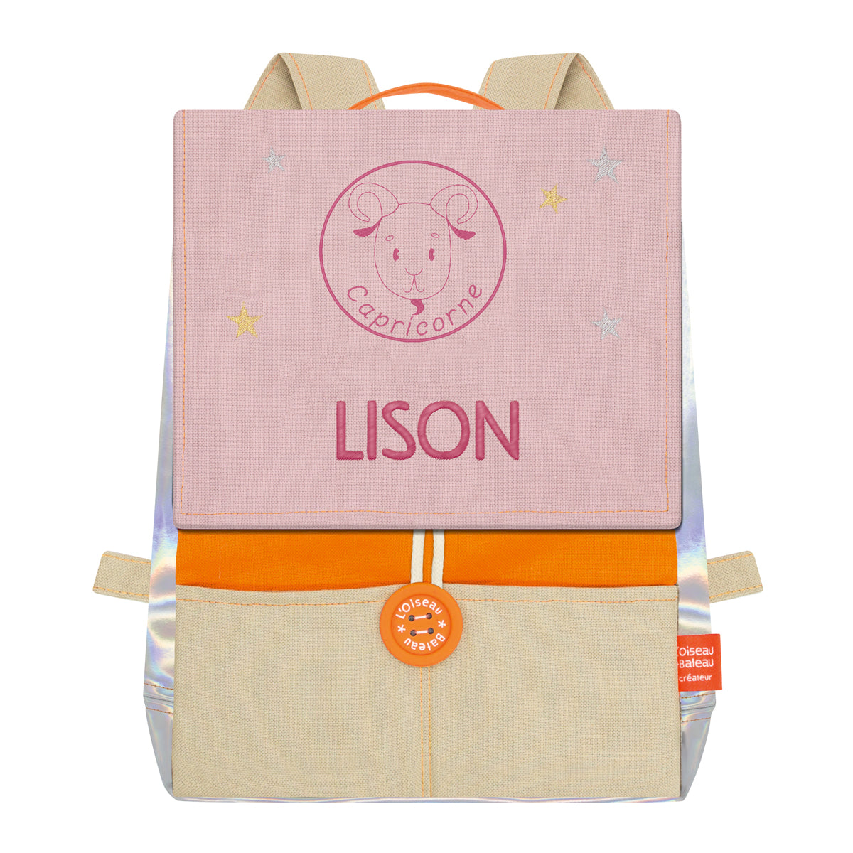 Sac à dos personnalisé enfant Astro - Orange et Poudre