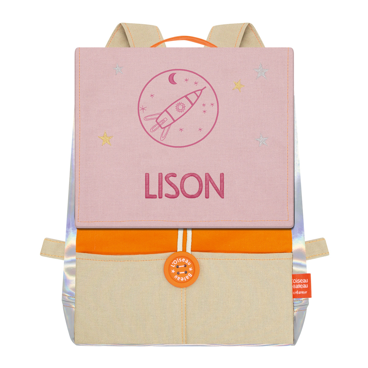 Sac à dos personnalisé enfant Astro - Orange et Poudre