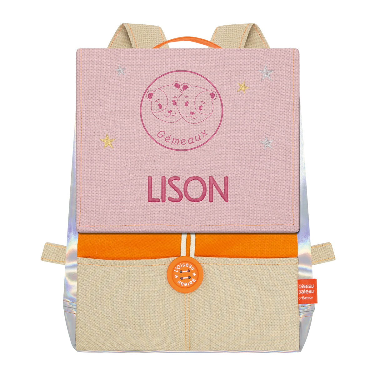 Sac à dos personnalisé enfant Astro - Orange et Poudre