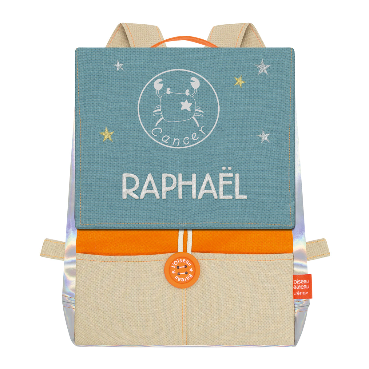 Sac à dos personnalisé pour enfant Astro - Orange et Océan
