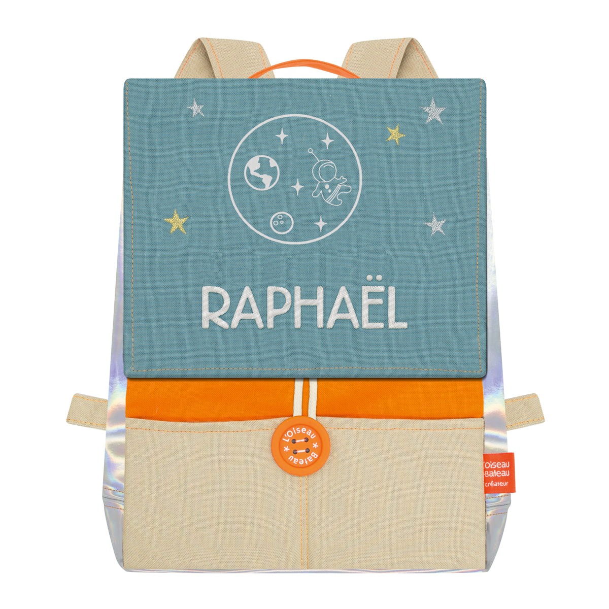 Sac à dos personnalisé pour enfant Astro - Orange et Océan