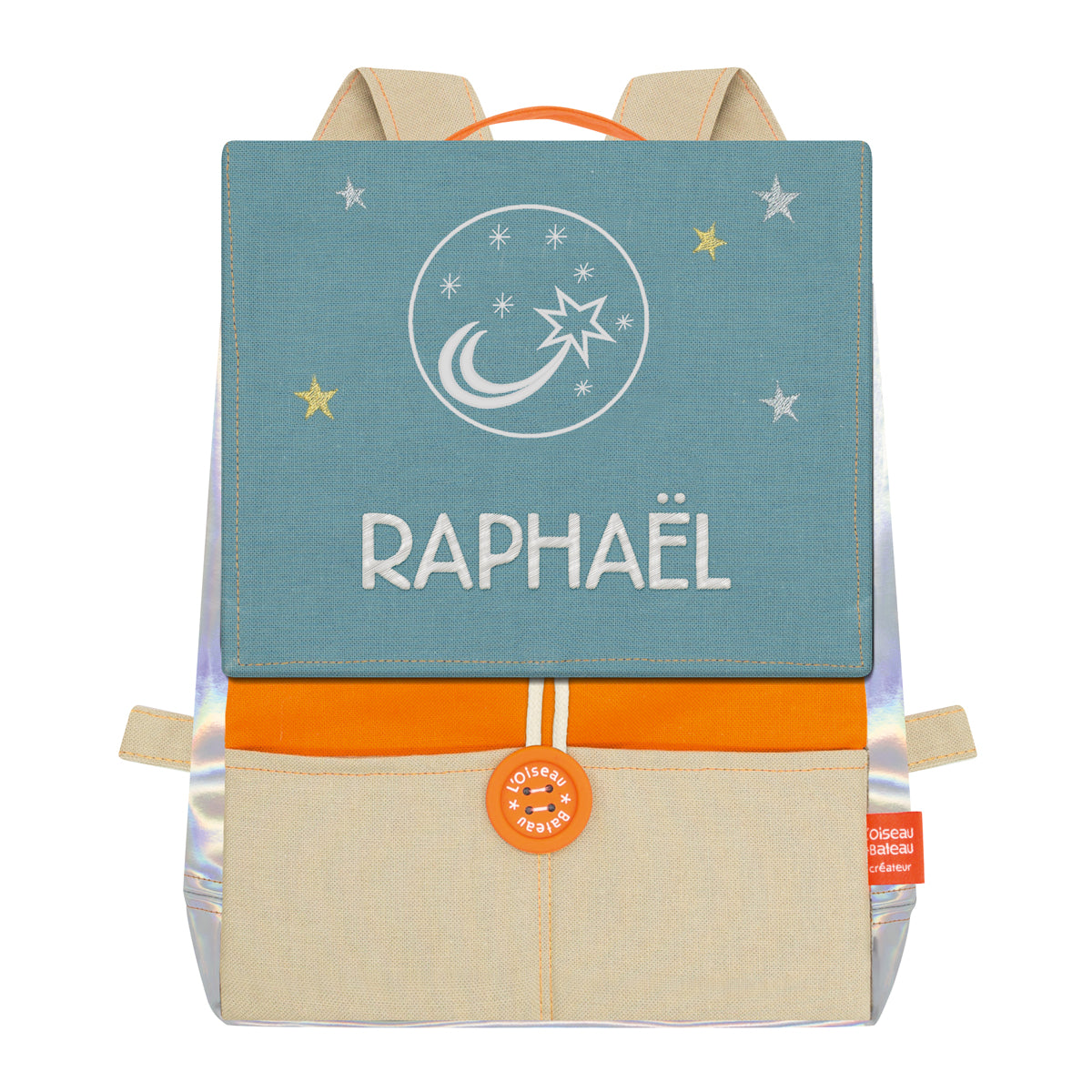 Sac à dos personnalisé pour enfant Astro - Orange et Océan