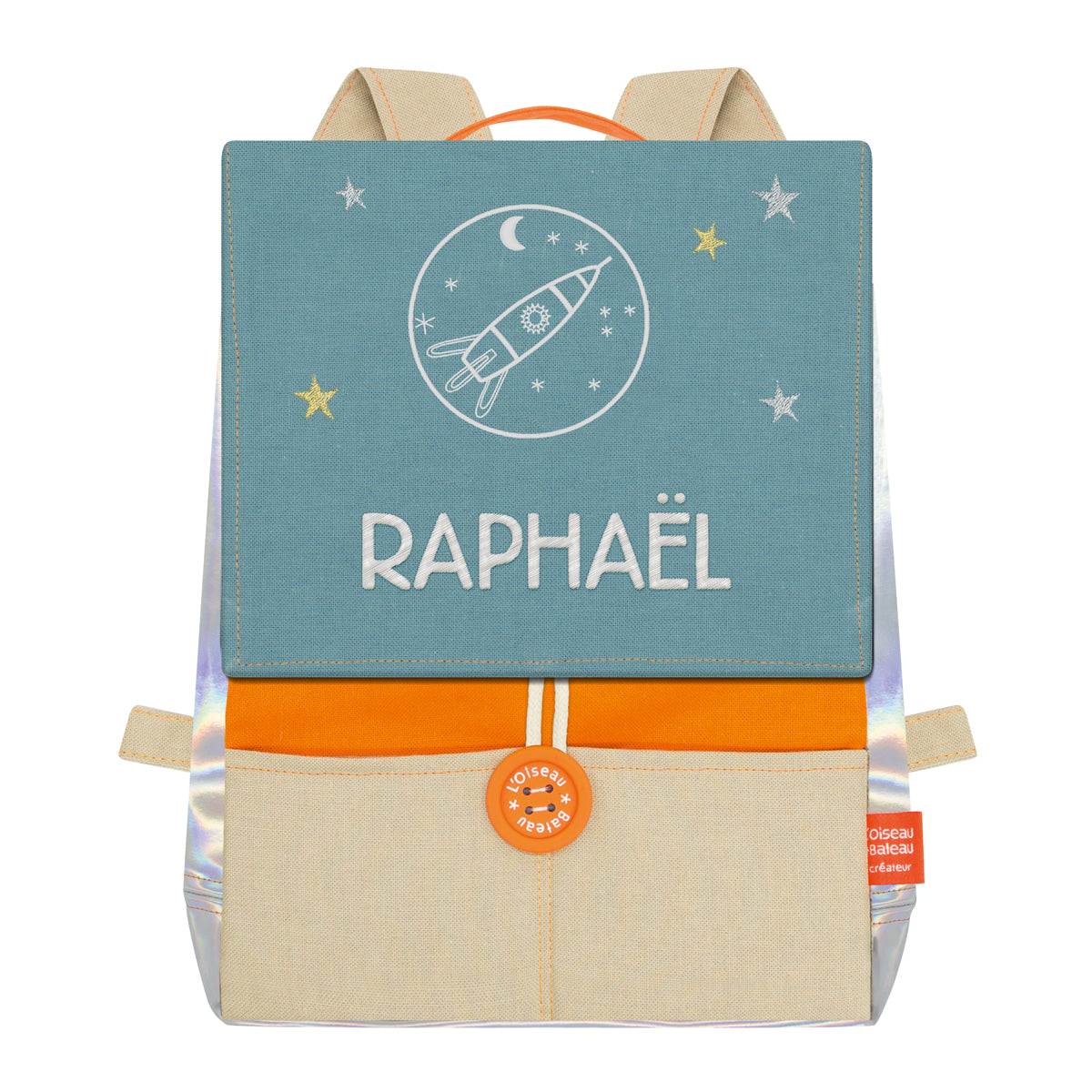 Sac à dos personnalisé pour enfant Astro - Orange et Océan