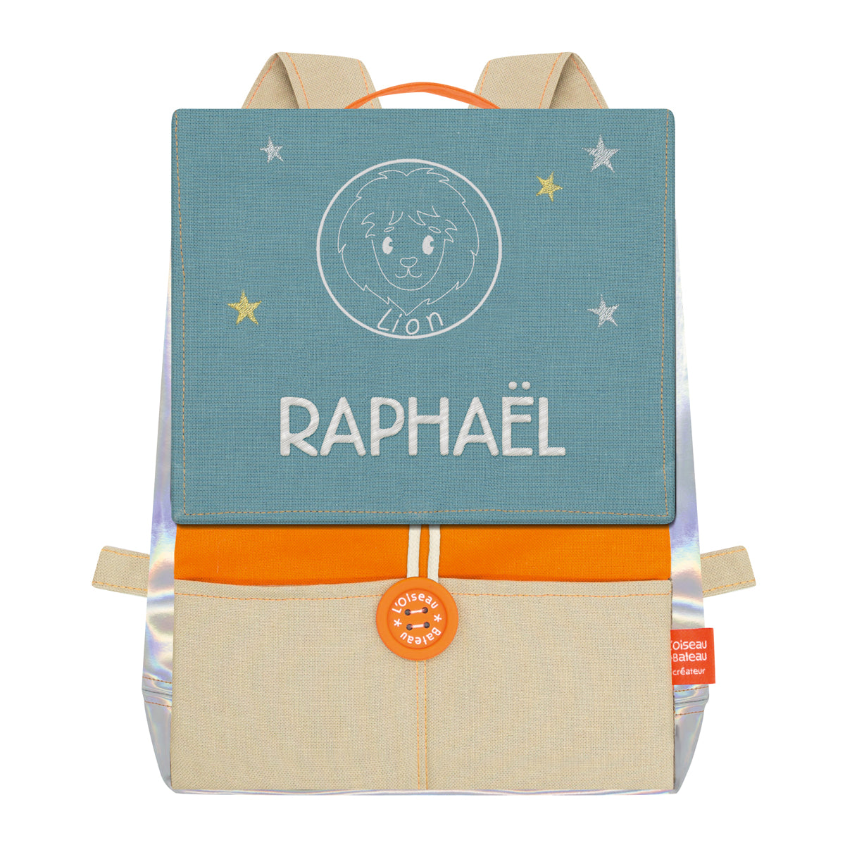 Sac à dos personnalisé pour enfant Astro - Orange et Océan