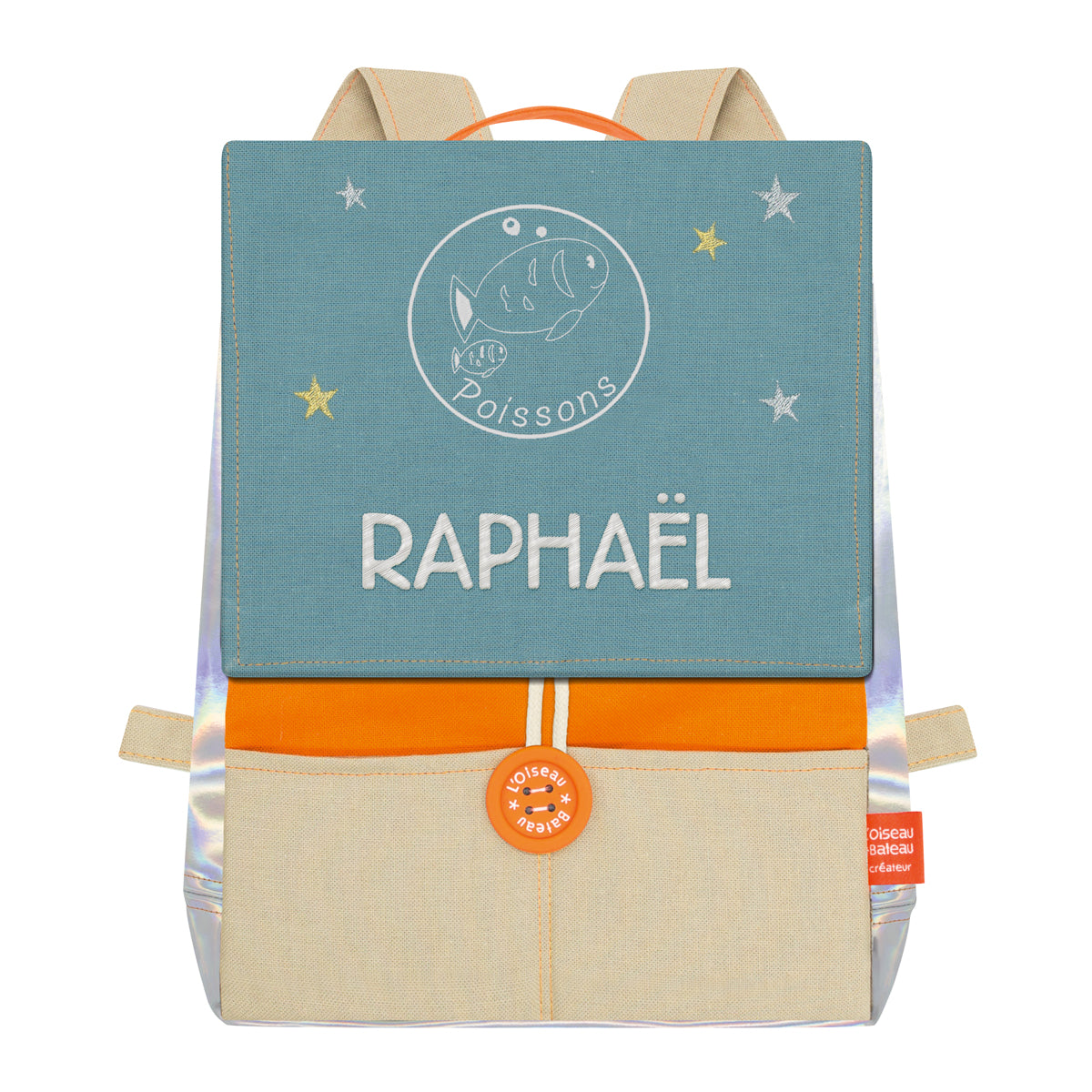 Sac à dos personnalisé pour enfant Astro - Orange et Océan