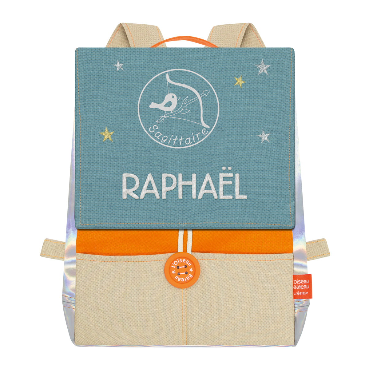 Sac à dos personnalisé pour enfant Astro - Orange et Océan