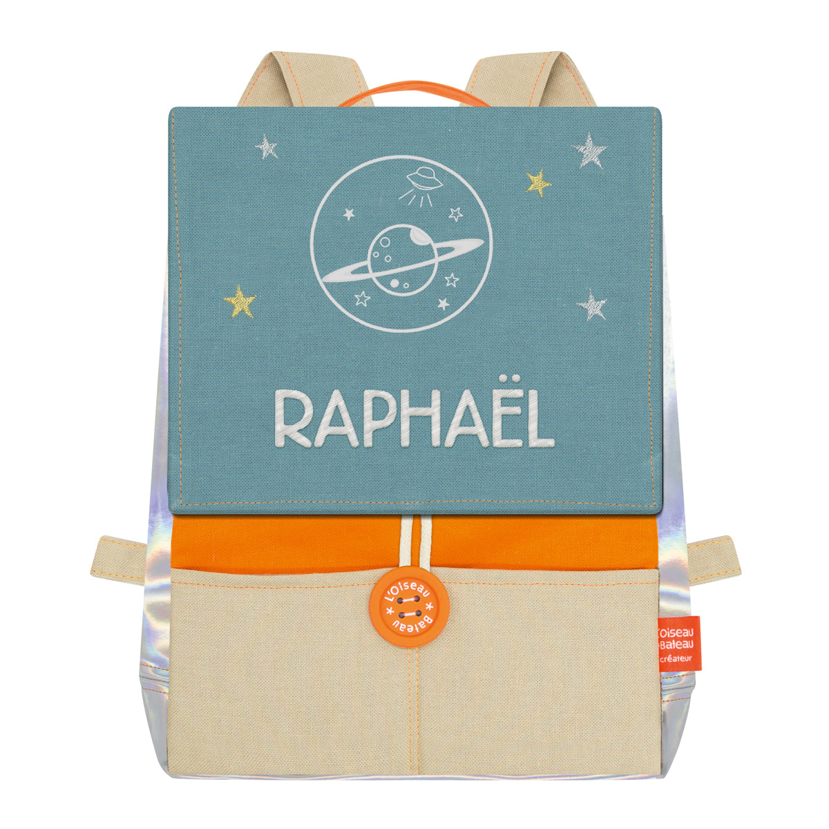Sac à dos personnalisé pour enfant Astro - Orange et Océan