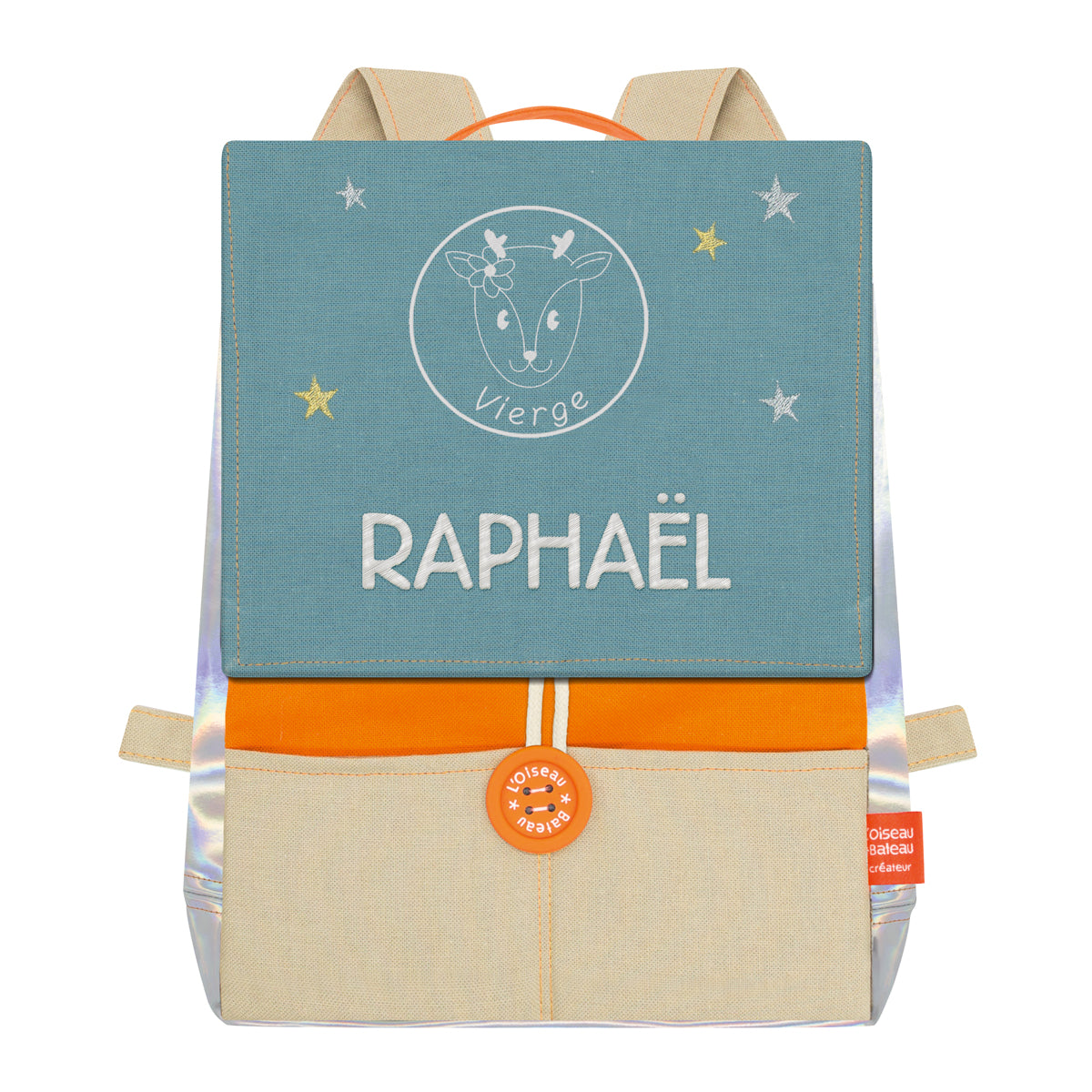 Sac à dos personnalisé pour enfant Astro - Orange et Océan