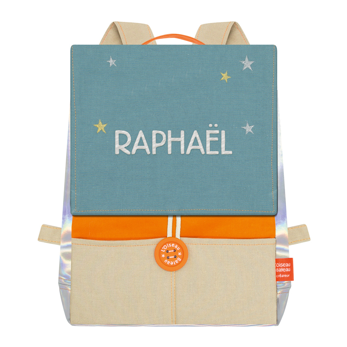 Sac à dos personnalisé pour enfant Astro - Orange et Océan