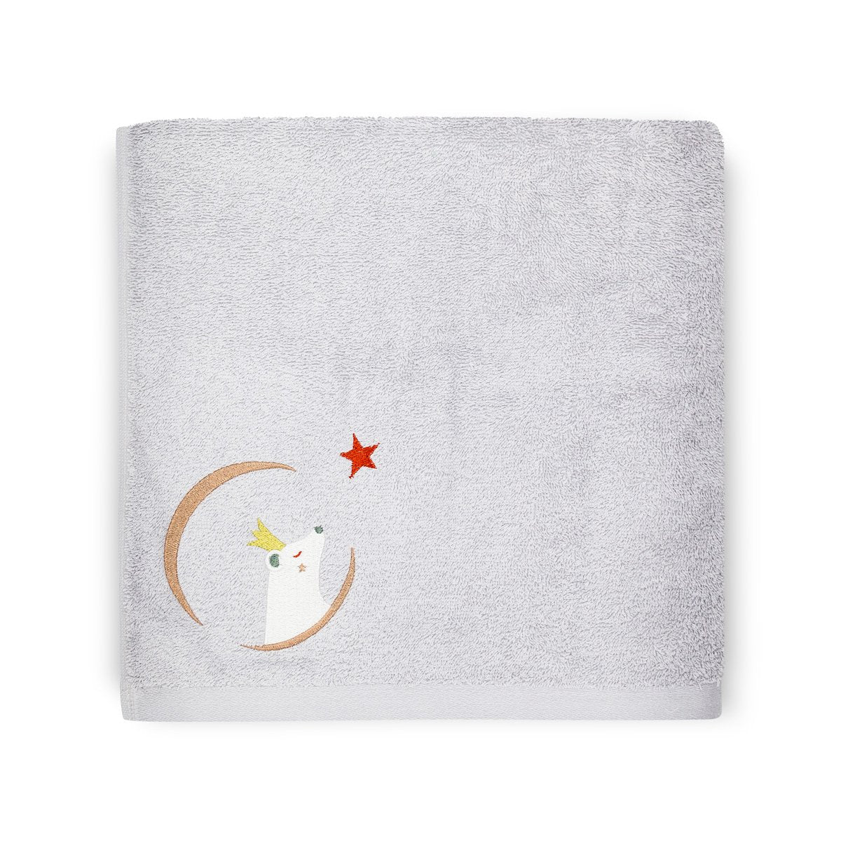 serviette enfant, serviette enfant personnalisee, serviette bebe, serviette bebe personnalise, cadeau de naissance, serviette personnalise, serviette 70 x 140, serviette 50 x 100, 100% coton oeko-tex, serviette absorbante enfant, design français, creation française, marque française, l'oiseau bateau, gris, ours