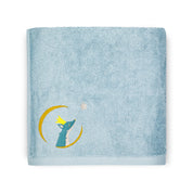 serviette enfant, serviette enfant personnalisee, serviette bebe, serviette bebe personnalise, cadeau de naissance, serviette personnalise, serviette 70 x 140, serviette 50 x 100, 100% coton oeko-tex, serviette absorbante enfant, design français, creation française, marque française, l'oiseau bateau, bleu, renard
