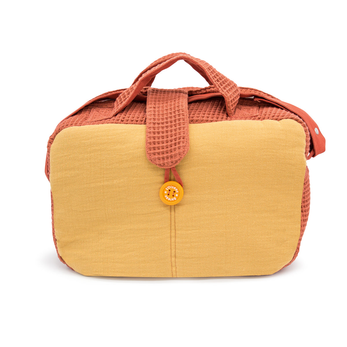 idee sac a langer bebe, sac a langer pratique, sac a langer gaze de coton, couleur noisette, coton 100% oeko-tex, creation française, design français, marque française, l’oiseau bateau.