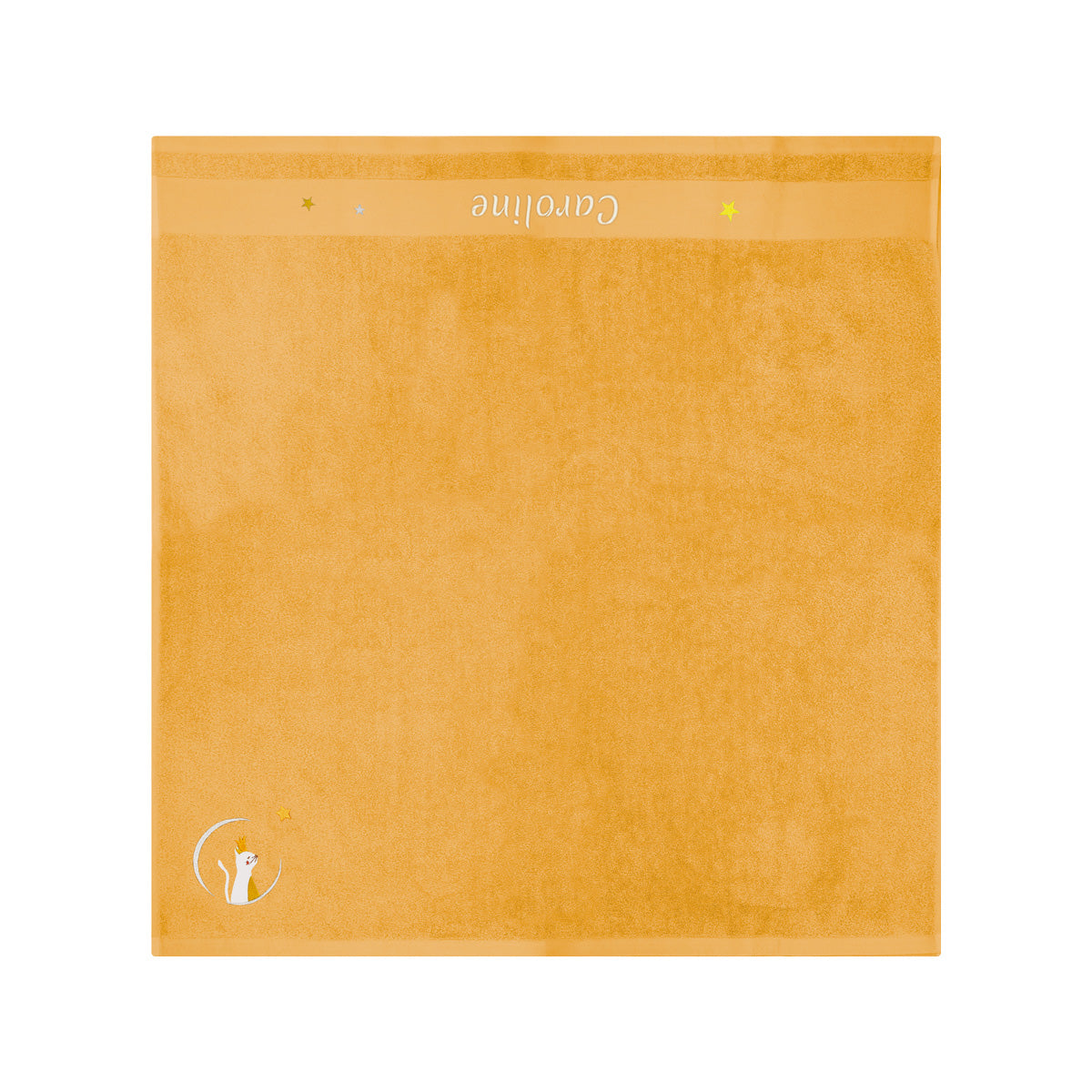 serviette enfant, serviette enfant personnalisee, serviette bebe, serviette bebe personnalise, cadeau de naissance, serviette personnalise, serviette 70 x 140, serviette 50 x 100, 100% coton oeko-tex, serviette absorbante enfant, design français, creation française, marque française, l'oiseau bateau, jaune, chat