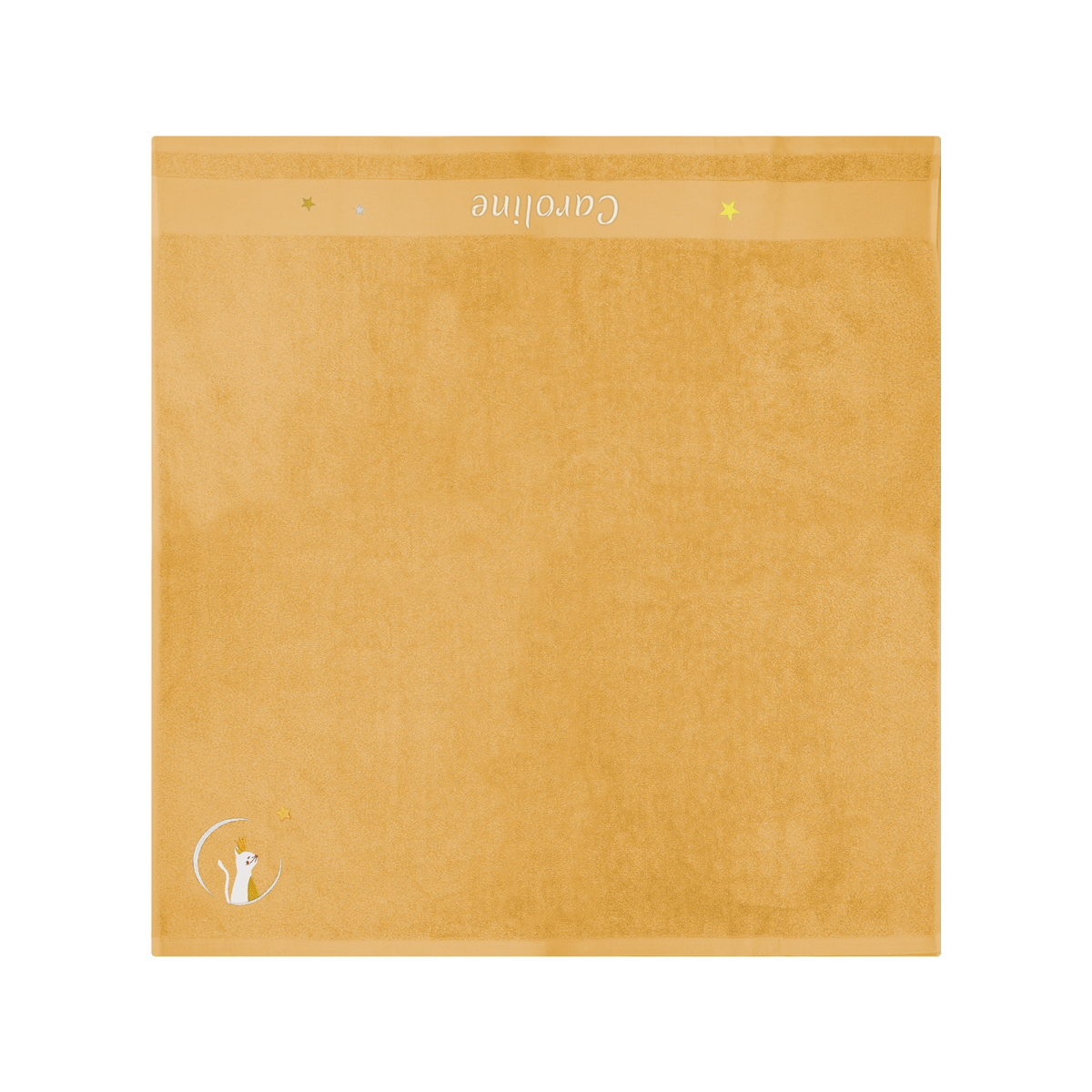 Carre de bain bebe, carre de bain personnalise bebe, carre de bain personnalise, serviette plage bebe, serviette plage personnalisee, serviette bebe evolutive, serviette evolutive, cadeau de naissance, serviette personnalisee, 100% coton oeko-tex, serviette absorbante enfant, design français, creation française, marque française, l'oiseau bateau, jaune, chat