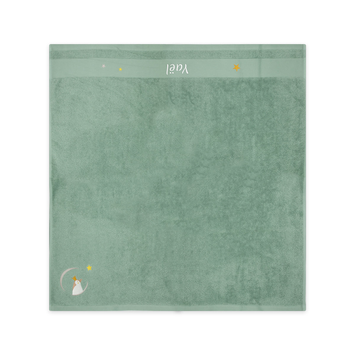 Carre de bain bebe, carre de bain personnalise bebe, carre de bain personnalise, serviette plage bebe, serviette plage personnalisee, serviette bebe evolutive, serviette evolutive, cadeau de naissance, serviette personnalisee, 100% coton oeko-tex, serviette absorbante enfant, design français, creation française, marque française, l'oiseau bateau, vert, pingouin