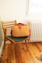 idee sac a langer bebe, sac a langer pratique, sac a langer gaze de coton, couleur noisette, coton 100% oeko-tex, creation française, design français, marque française, l’oiseau bateau.