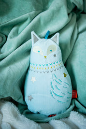 idée doudou musical bébé, doudou musical renard couleur bleu, doudou en velours, doudou bébé personnalisé, création française, marque française, l'oiseau bateau, coton 100% oeko-tex.