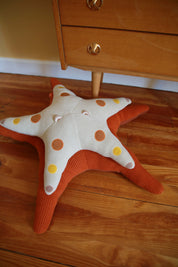 gros coussin pour enfant, coussin décoratif en forme d'etoile de mer, coussin pour chambre d'enfant, pouf pour enfant,100% coton, creation française, marque française l'oiseau bateau