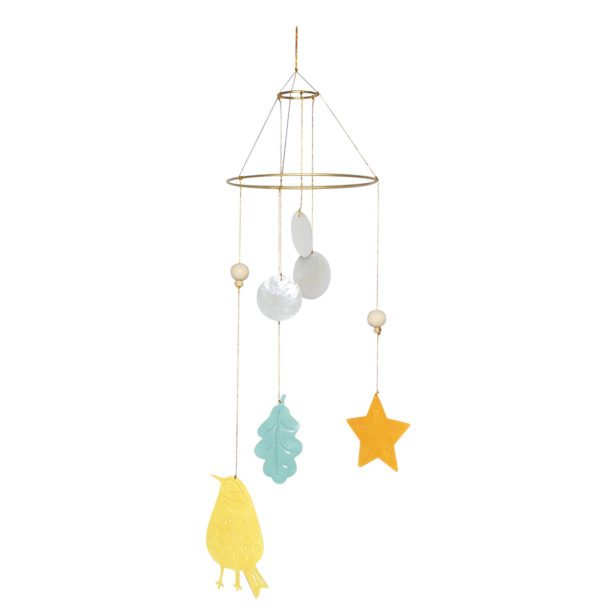 idee mobile en metal pour enfant, mobile decoratif pour enfant, decoration de chambre d'enfant, mobile feerique, fabrication artisanale, peint a la main, creation française, marque française l'oiseau bateau, cadeau de naissance original