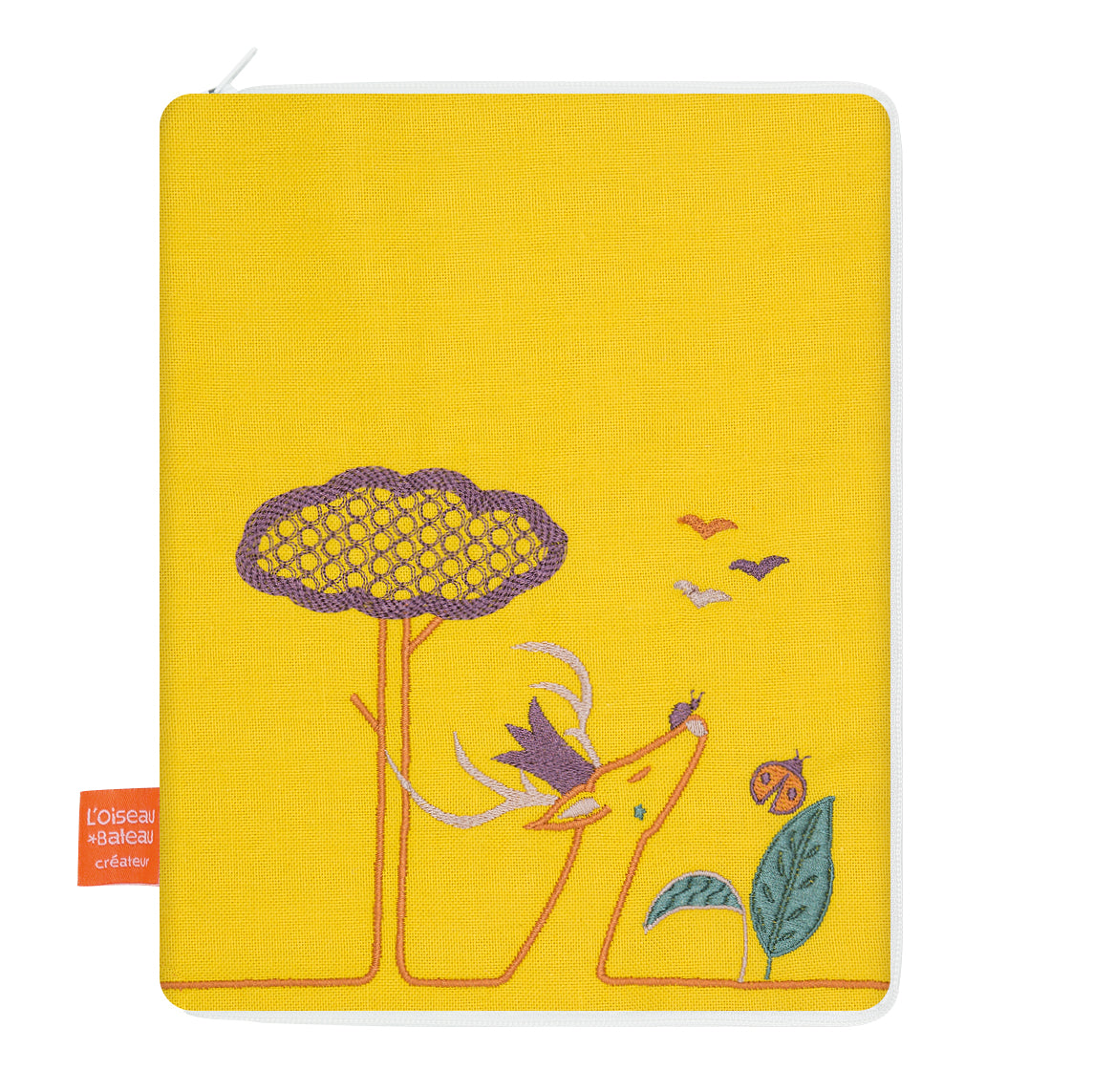 idee protege carnet de sante bebe, protege carnet de sante personnalise, theme daim, couleur jaune, tissus 100% coton oeko tex, cadeau de naissance personnalisé, cadeau de naissance original, design français, marque française, l'oiseau bateau.