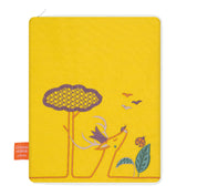 idee protege carnet de sante bebe, protege carnet de sante personnalise, theme daim, couleur jaune, tissus 100% coton oeko tex, cadeau de naissance personnalisé, cadeau de naissance original, design français, marque française, l'oiseau bateau.