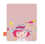 idee protege carnet de sante bebe, protege carnet de sante personnalise, theme fille a l'oiseau, couleur rose clair, tissus 100% coton oeko tex, cadeau de naissance personnalisé, cadeau de naissance original, design français, marque française, l'oiseau bateau.