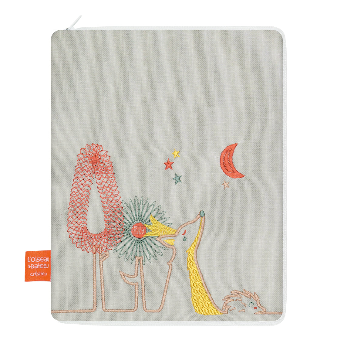 idee protege carnet de sante bebe, protege carnet de sante personnalise, theme renard, couleur lin, tissus 100% coton oeko tex, cadeau de naissance personnalisé, cadeau de naissance original, design français, marque française, l'oiseau bateau.