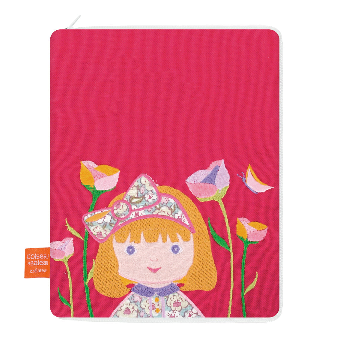 idee portege carnet de sante bebe, protege carnet de sante personnalise, theme alice au payx des merveilles, couleur rose, tissus 100% coton oeko tex, cadeau de naissance personnalisé, cadeau de naissance original, design français, marque française, l'oiseau bateau.