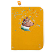 idee protege carnet de sante bebe, protege carnet de sante personnalise, theme ours, couleur jaune or, tissus 100% coton oeko tex, cadeau de naissance personnalisé, cadeau de naissance original, design français, marque française, l'oiseau bateau.