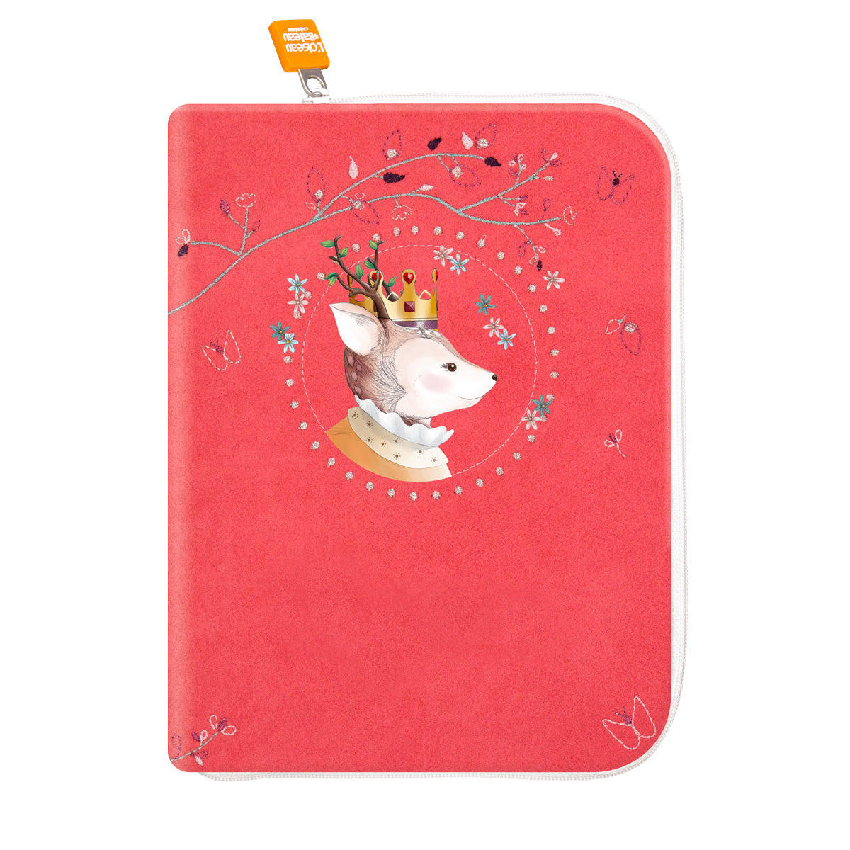 idee protege carnet de sante bebe, protege carnet de sante personnalise, theme daim, couleur rose, tissus 100% coton oeko tex, cadeau de naissance personnalisé, cadeau de naissance original, design français, marque française, l'oiseau bateau.