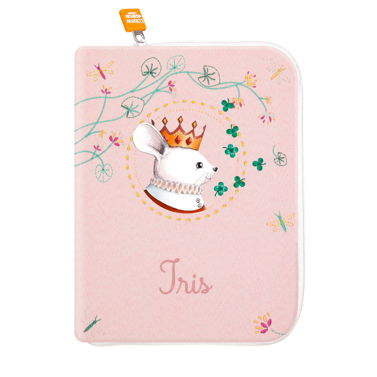 idee protege carnet de sante bebe, protege carnet de sante personnalise, theme souris, couleur rose poudre, tissus 100% coton oeko tex, cadeau de naissance personnalisé, cadeau de naissance original, design français, marque française, l'oiseau bateau.