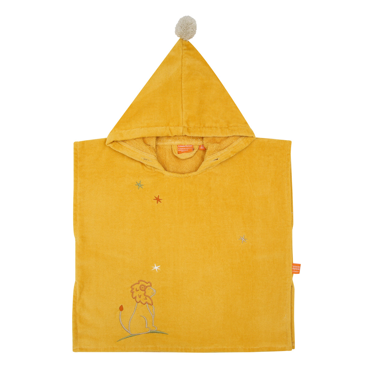 Cape de bain bebe, cape de bain enfant, cape de bain  personnalisee bebe, cape de bain personnalisee enfant,cadeau de naissance, cadeau de naissance personnalise, carre de bain bebe, carre de bain enfant, poncho de bain bebe, poncho de bain enfant, creation française, design français, marque française, l'oiseau bateau, cape de bain jaune, theme lion