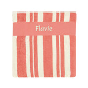 serviette rayee enfant, serviette plage enfant, serviette rayee bebe, serviette plage bebe, serviette raye personnalisee, serviette enfant, serviette enfant personnalisee, serviette bebe, serviette bebe personnalise, cadeau de naissance, serviette personnalisee, serviette 70 x 140, 100% coton oeko-tex, serviette absorbante enfant, design français, creation française, marque française, l'oiseau bateau, rose