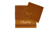 Personalized children's towel - Petrol raccoon