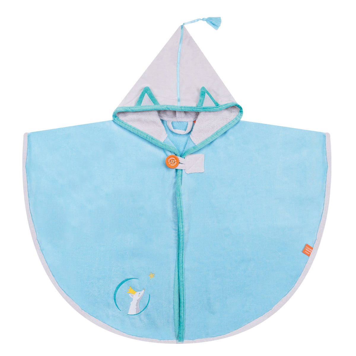 Cape de bain bebe, cape de bain enfant, cape de bain  personnalisee bebe, cape de bain personnalisee enfant,cadeau de naissance, cadeau de naissance personnalise, carre de bain bebe, carre de bain enfant, poncho de bain bebe, poncho de bain enfant, creation française, design français, marque française, l'oiseau bateau, cape de bain bleu, theme renard