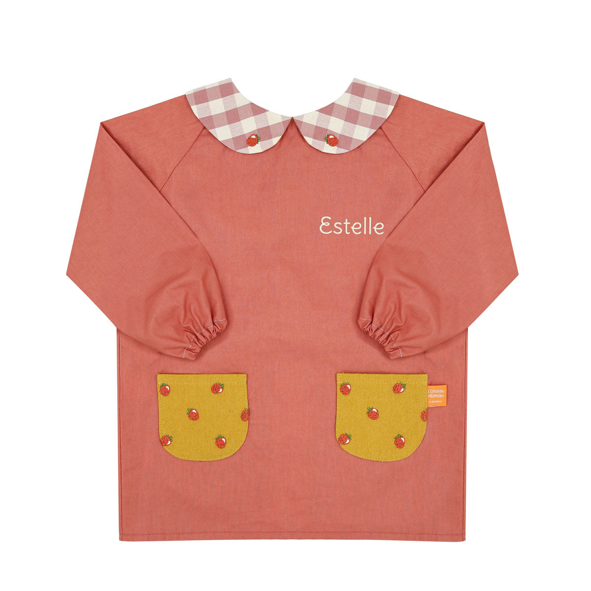 tablier d'école personnalisé, tablier d'école, blouse d'école personnalisée, blouse d'école, blouse peinture maternelle, tablier école personnalisé, blouse écolier, blouse maternelle, tablier imperméable maternelle, tablier imperméable enfant, tablier scolaire, blouse scolaire, tablier manche longue maternelle, tablier plastique maternelle, design français, création française, marque française, l'oiseau bateau, tablier école rose