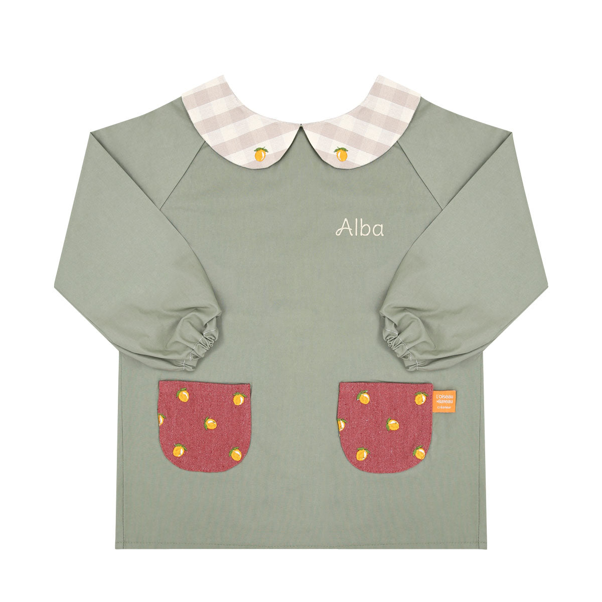 tablier ecole, blouse ecole, blouse peinture maternelle, tablier ecole personnalise, blouse ecolier, blouse maternelle, tablier impermeable maternelle, tablier impermeable enfant, tablier scolaire, blouse scolaire, tablier manche longue maternelle, tablier plastique maternelle, design français, creation française, marque française, l'oiseau bateau, tablier ecole vert