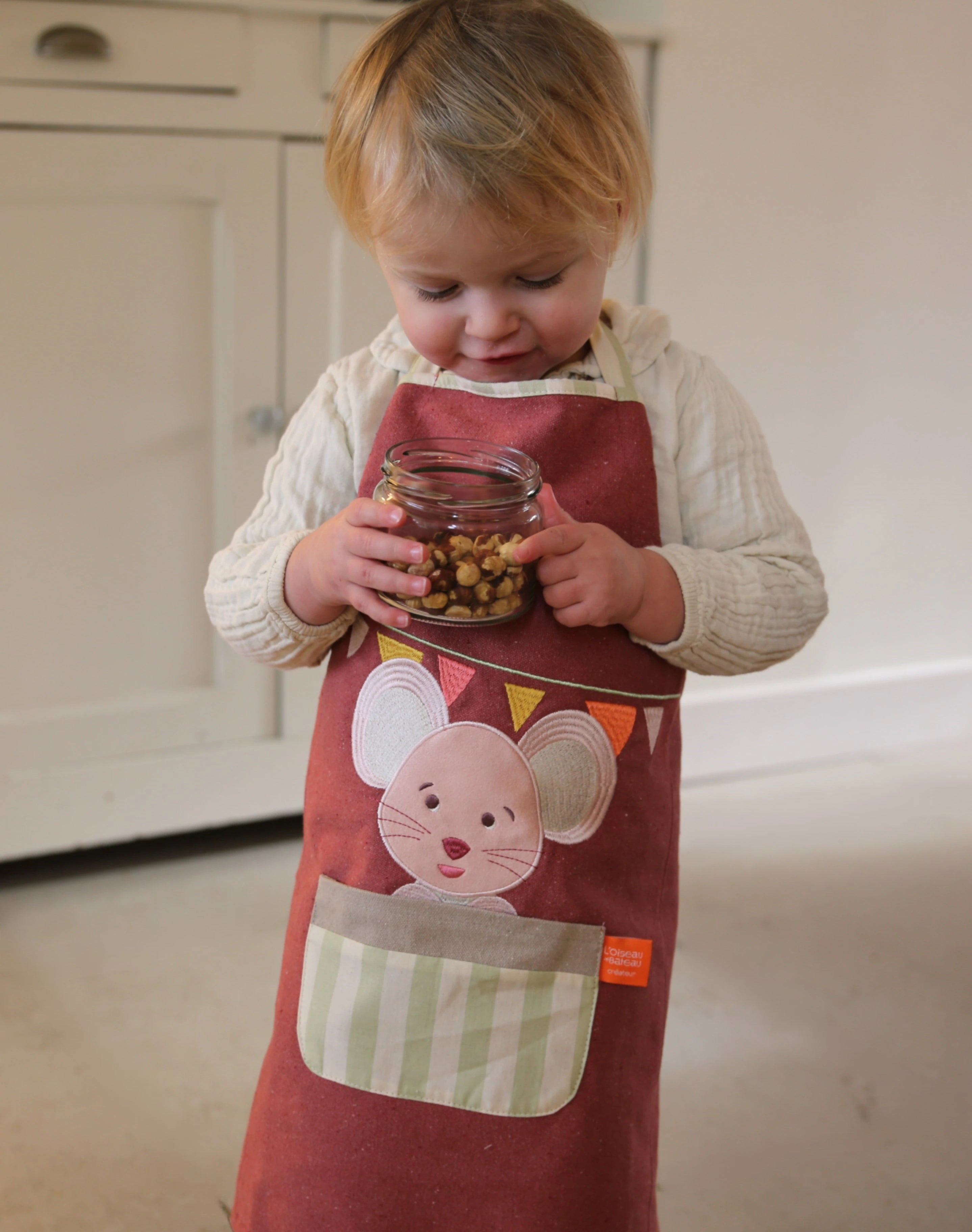 tablier cuisine personnalisé enfant, tablier enfant, tablier de cuisine, tablier personnalisé, tablier de cuisine enfant, tablier de cuisine enfant brodé, tablier fabrication française, tablier de cuisine brodé, tablier cuisine enfant souris, l'oiseau bateau