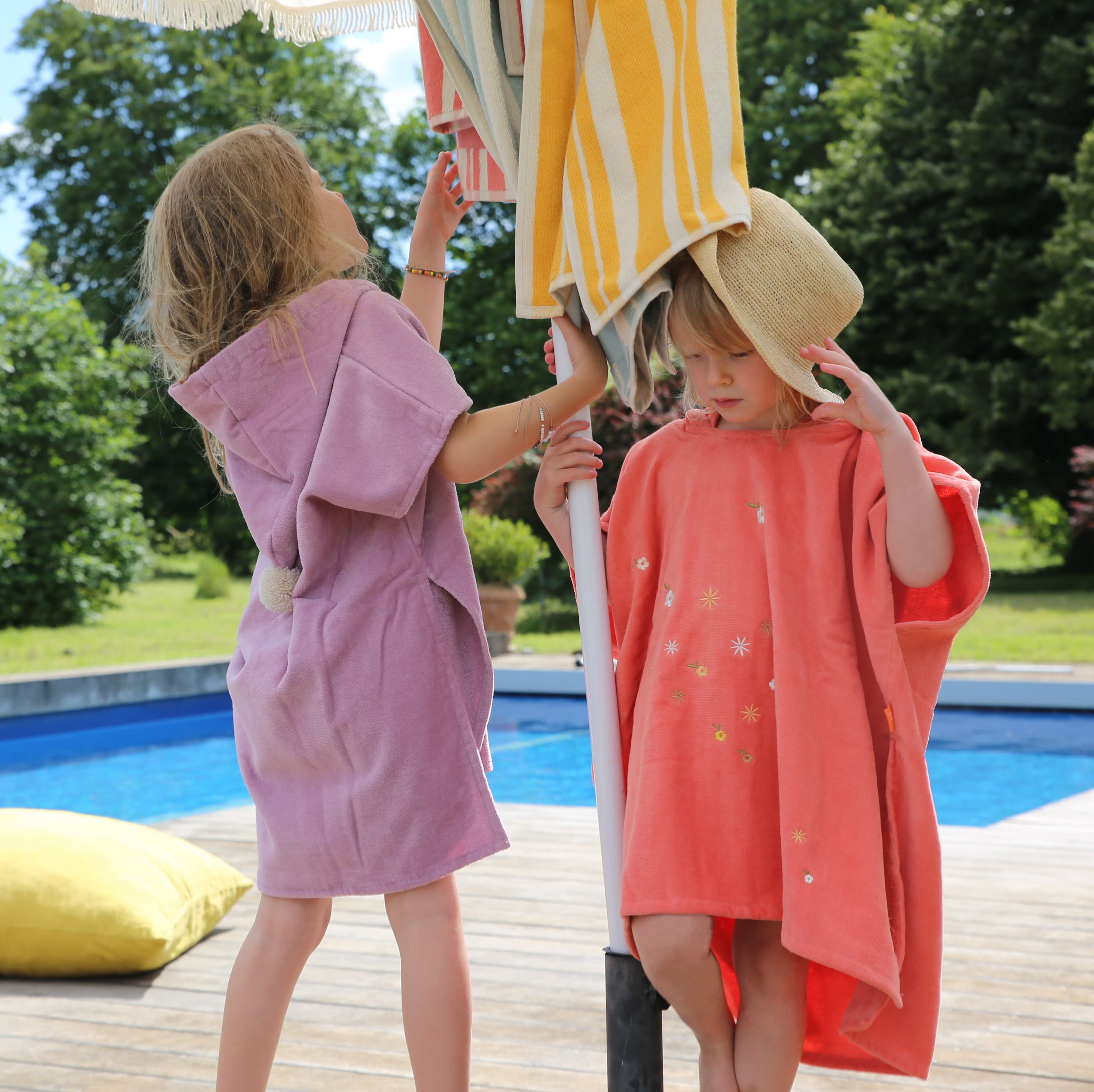 Poncho de bain enfant personnalise Fleurs L Oiseau Bateau