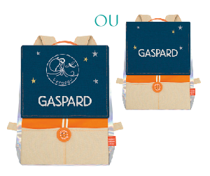 Personalized Astro children's backpack - Orange and Gauloise