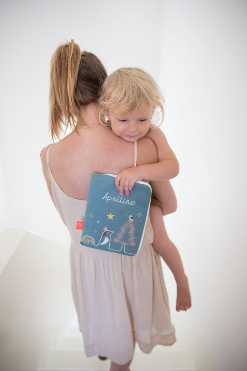 idee protege carnet de sante bebe, protege carnet de sante personnalise, theme pingouin, couleur bleu, tissus 100% coton oeko tex, cadeau de naissance personnalisé, cadeau de naissance original, design français, marque française, l'oiseau bateau, cadeau de noël bébé, cadeau de noël personnalisé