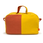 idee sac a langer bebe, sac a langer pratique, sac a langer gaze de coton, couleur brique, coton 100% oeko-tex, creation française, design français, marque française, l’oiseau bateau. 