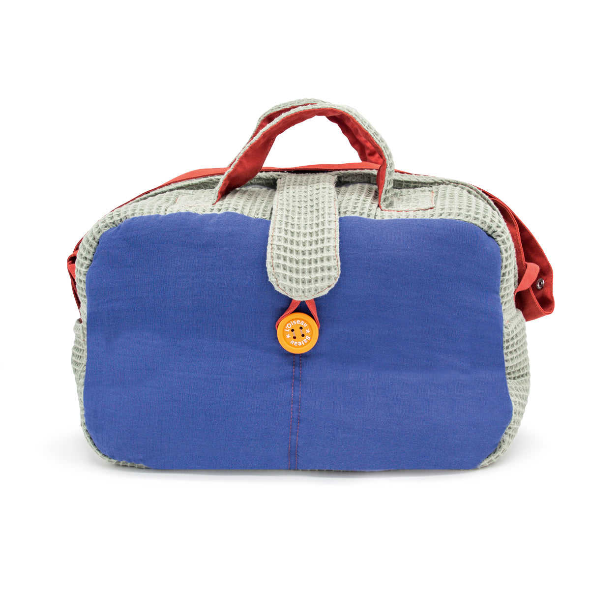 idee sac a langer bebe, sac a langer pratique, sac a langer gaze de coton, couleur bleu, coton 100% oeko-tex, creation française, design français, marque française, l’oiseau bateau. 